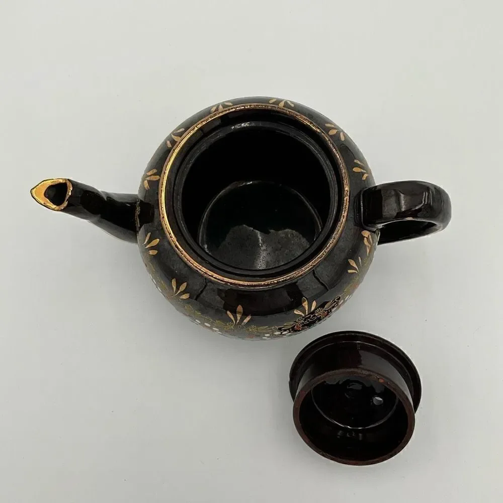 VINTAGE GIBSON Handpainted Black Teapot